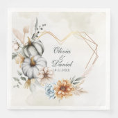 Herzform Rahmen Pumpkin-Wildblumen Hochzeit Serviette (Vorderseite)