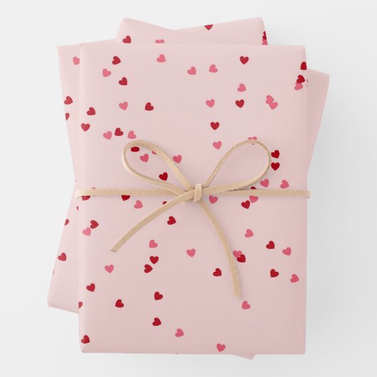 Herzform rosa und rotes Herz Geschenkpapier Set (Beispiel)