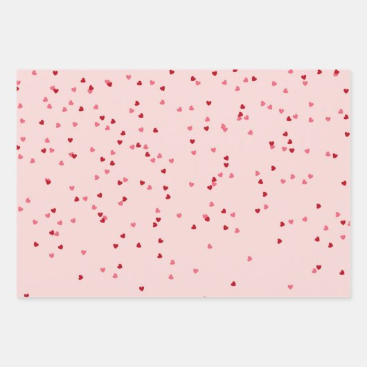 Herzform rosa und rotes Herz Geschenkpapier Set (Vorderseite)