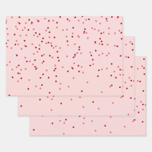 Herzform rosa und rotes Herz Geschenkpapier Set (Set)