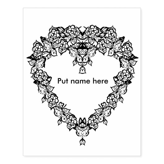 Herzform Rose Muster Rand 2 Briefmarke Gummistempel (Prägung)