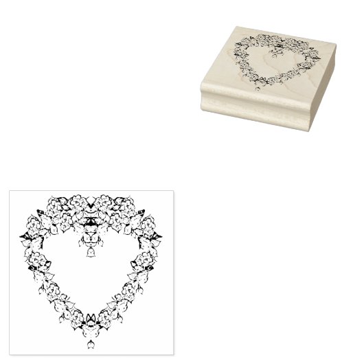 Herzform Rose Muster Rand Kunst Briefmarke Gummistempel (Stempel)