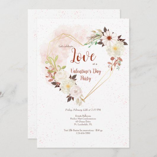 Herzform rustikal einladung (Vorne/Hinten)