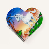 Herzform Spiralnotebook Magic Fantasy Unicorn Notizblock (Vorderseite)