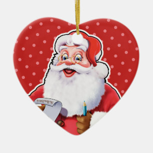 Herzform Weihnachtsdekoration fröhlich Santa. Keramik Ornament