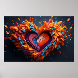 Herzformen in 3D in lebhaften Farben Poster