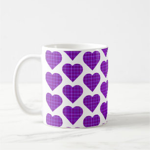Herzförmig kariert lila rosa schwarz kaffeetasse