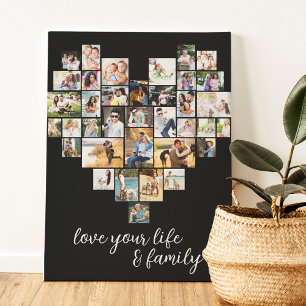 Herzförmige 36-Foto-Collage Liebe Leben Familie Ka Leinwanddruck