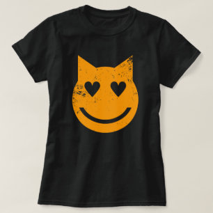 Herzförmige Augen Grunge Katze Emoji T-Shirt