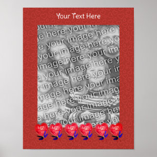 Herzförmige Balloons Liebe Ihr Foto hinzufügen Poster