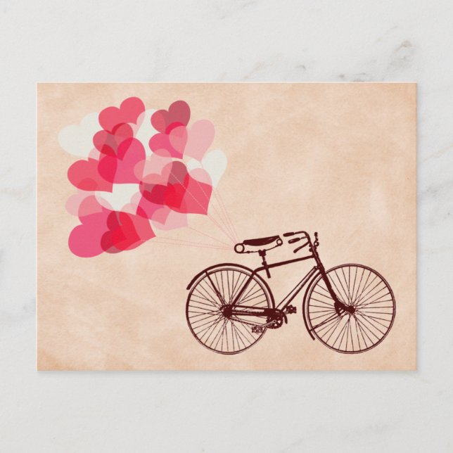 Herzförmige Balloons und Fahrräder Postkarte (Vorderseite)