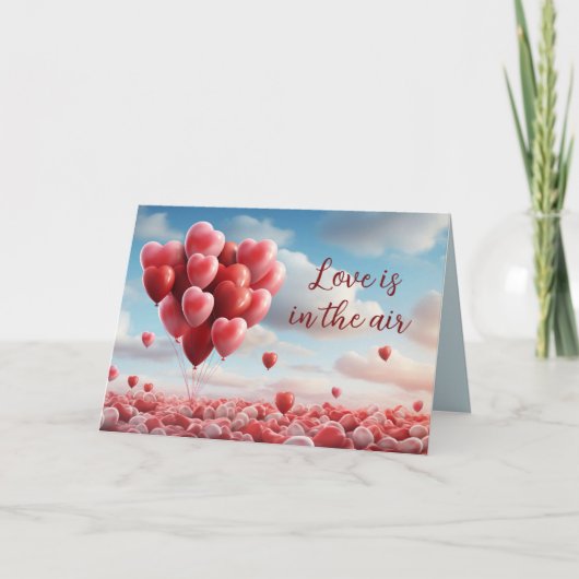 Herzförmige Balloons Valentine Card Feiertagskarte (Vorderseite)