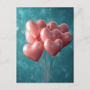 Herzförmige Balloons Valentins Gruß Postkarte