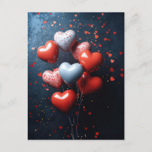 Herzförmige Balloons Valentins Gruß Postkarte