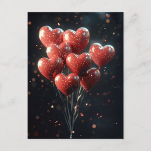 Herzförmige Balloons Valentins Gruß Postkarte