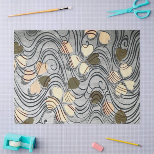 Herzförmige Blätter im Wasser Seidenpapier (Basteln)