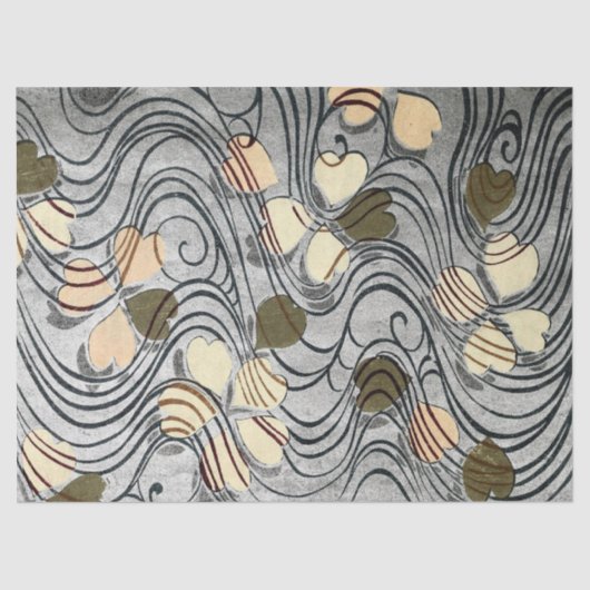 Herzförmige Blätter im Wasser Seidenpapier (Vorderseite)