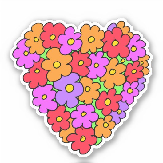 Herzförmige Blume Aufkleber (Vorderseite)