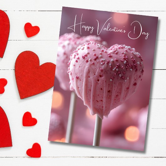 Herzförmige Cakepops Valentins Gruß Karte