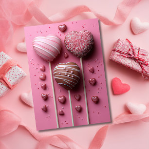 Herzförmige Cakepops Valentins Gruß Karte