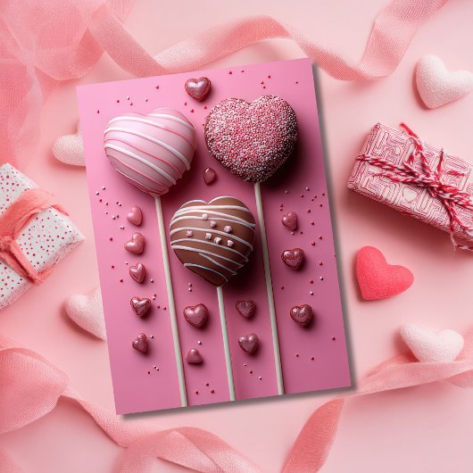 Herzförmige Cakepops Valentins Gruß Karte