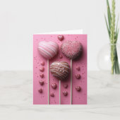 Herzförmige Cakepops Valentins Gruß Karte (Vorderseite)