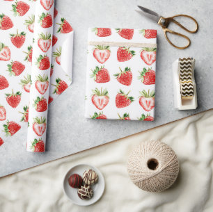 Herzförmige Erdbeeren Geburtstag Geschenkpapier