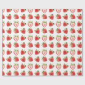 Herzförmige Erdbeeren Geburtstag Geschenkpapier (Flach)