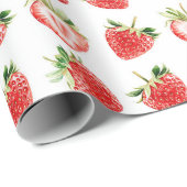 Herzförmige Erdbeeren Geburtstag Geschenkpapier (Rolleneckpunkt)