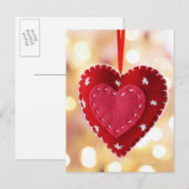 Herzförmige Filzdekoration, nah Postkarte (Vorne/Hinten)