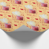 Herzförmige Flamme auf pfirsichfarbenem Hintergrun Geschenkpapier (Ecke)