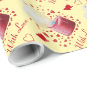 Herzförmige Flamme auf Zitronenuntergrund Valentin Geschenkpapier (Rolleneckpunkt)