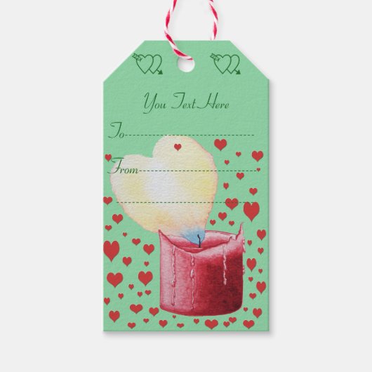 Herzförmige Flammenkerze romantisch Geschenkanhänger (Vorderseite)
