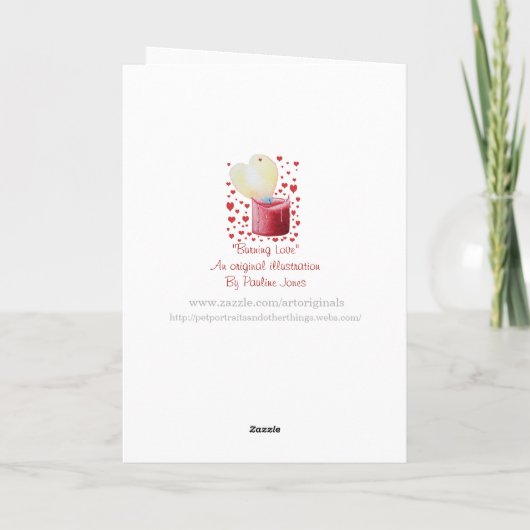 Herzförmige Flammenkerze romantisch Karte (Rückseite)