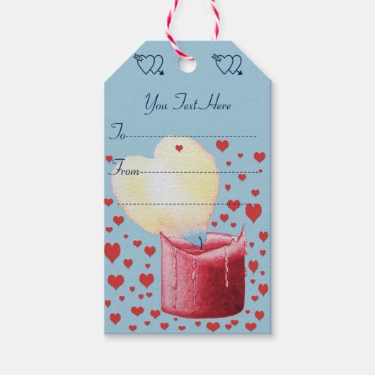 Herzförmige Flammenkerze romantisches Design Geschenkanhänger (Vorderseite)