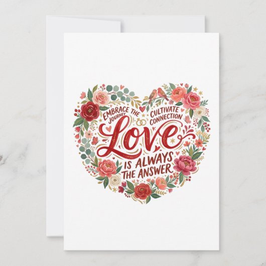 Herzförmige florale Typografie Einladung (Vorderseite)