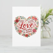 Herzförmige florale Typografie Einladung (Stehend Vorderseite)