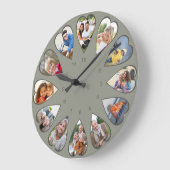 Herzförmige Fotos Grüne Runde Große Wanduhr (Winkel)