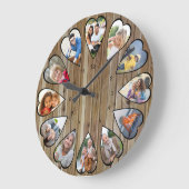 Herzförmige Fotos Modernes Braunholz Große Wanduhr (Winkel)