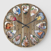 Herzförmige Fotos Modernes Braunholz Große Wanduhr (Vorderseite)