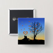 Herzförmige Herbstleaven Button (Vorne & Hinten)