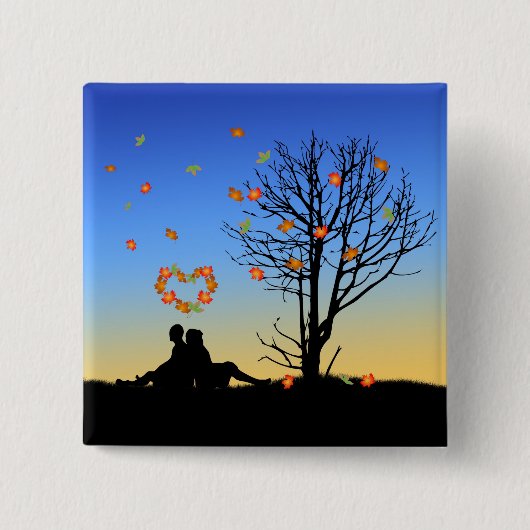 Herzförmige Herbstleaven Button (Vorderseite)