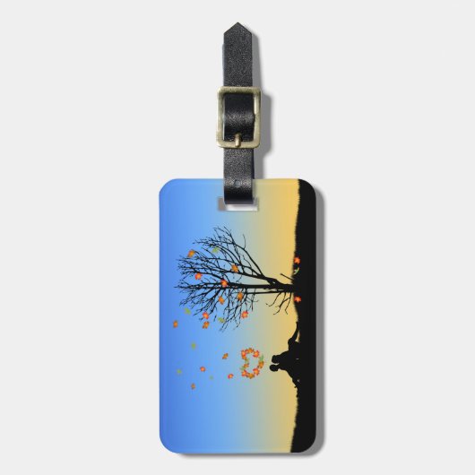 Herzförmige Herbstleaven Gepäckanhänger (Vorderseite vertikal)