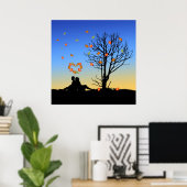 Herzförmige Herbstleaven Poster (Heimbüro)