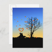 Herzförmige Herbstleaven Postkarte (Vorne/Hinten)