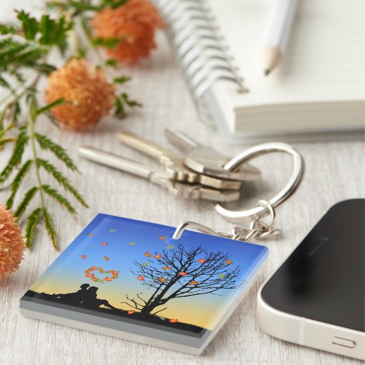 Herzförmige Herbstleaven Schlüsselanhänger (Vorderseite rechts)