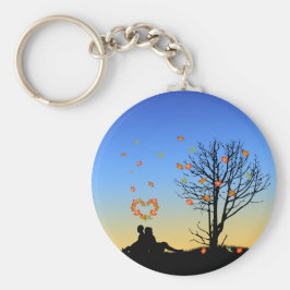 Herzförmige Herbstleaven Schlüsselanhänger