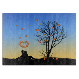 Herzförmige Herbstleaven Schneidebrett