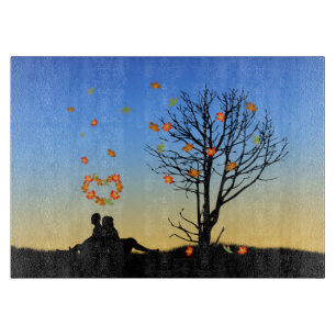 Herzförmige Herbstleaven Schneidebrett