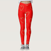 Herzförmige Herzen auf rot Leggings (Vorderseite)